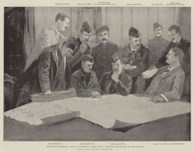La expedición Ashanti, consejo de oficiales en Sierra Leona, consultando el mapa para la línea de marcha de Henry Charles Seppings Wright